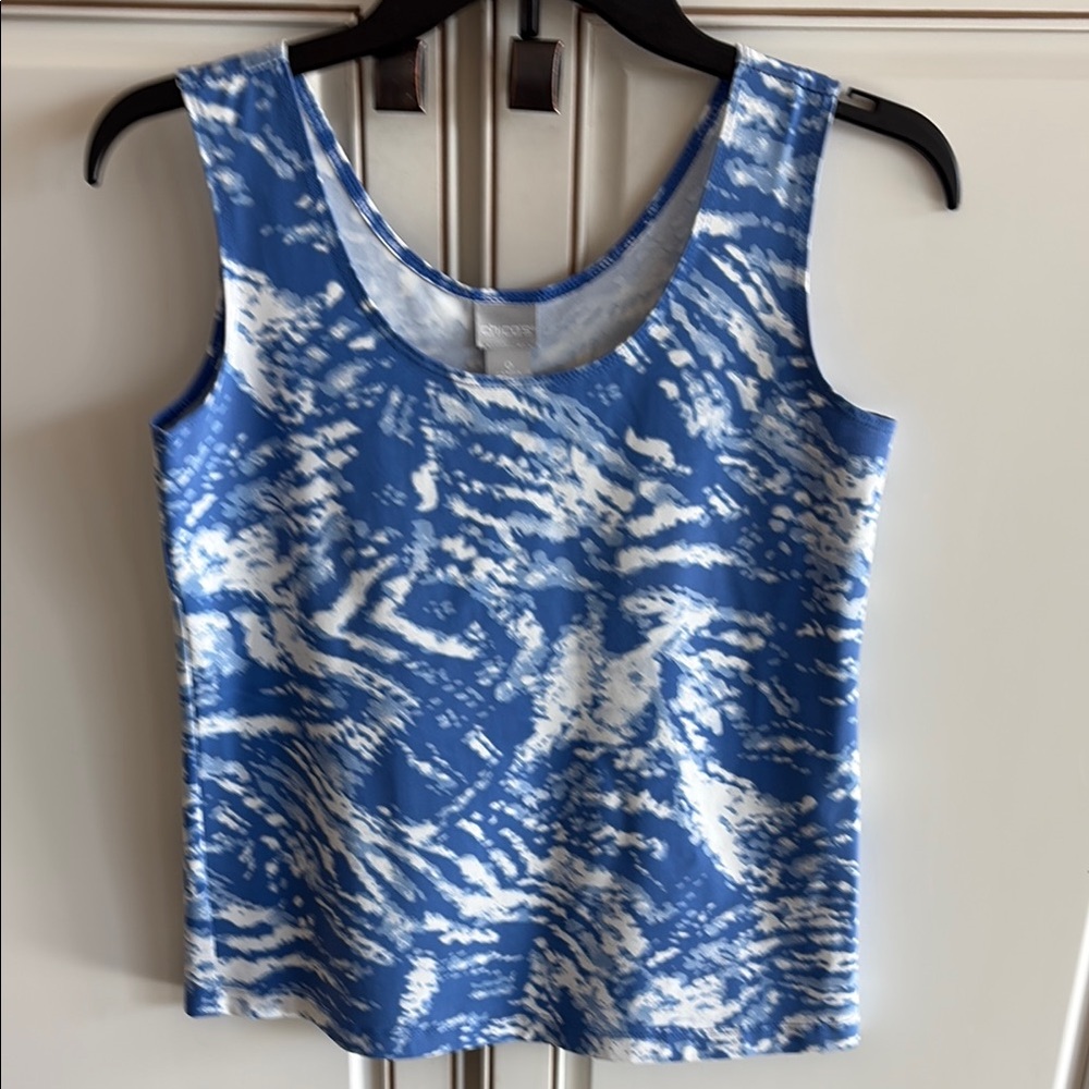 Chico’s Blue and White Patterned Women's Tank Top